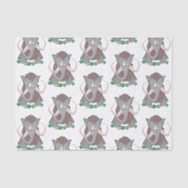 Funny woolly mammoth cartoon illustration tissue paper (Front)