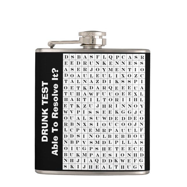 funny wordsearch hip flask (Front)