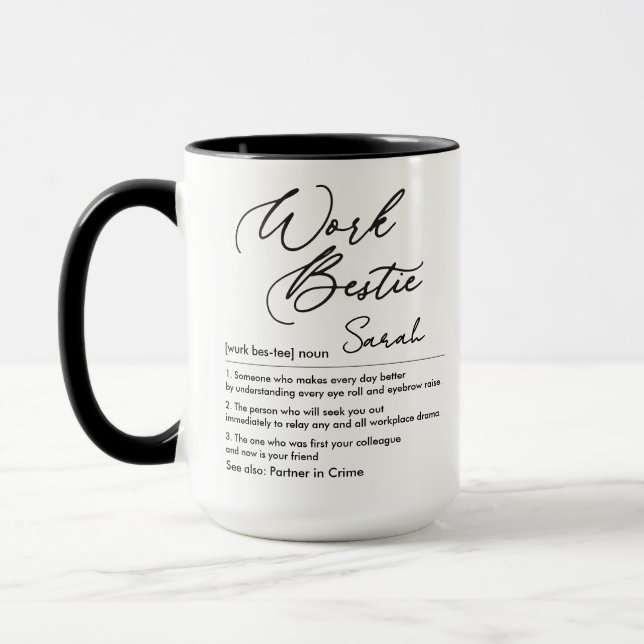 Funny Work Bestie Custom Name Definition Mug (Left)