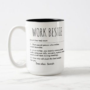 Funny Work Bestie Custom Name Definition Two-Tone Coffee Mug