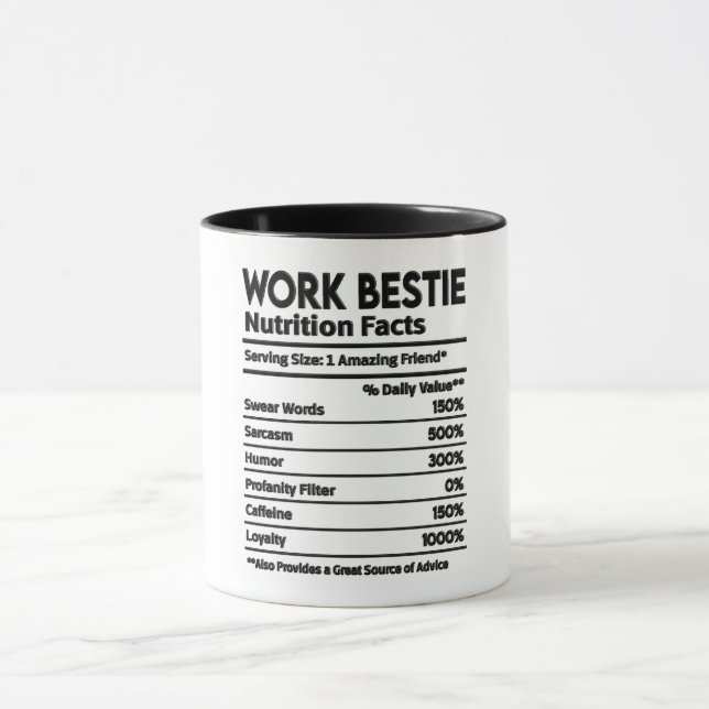 Funny Work Bestie Nutrition Facts Mug (Center)