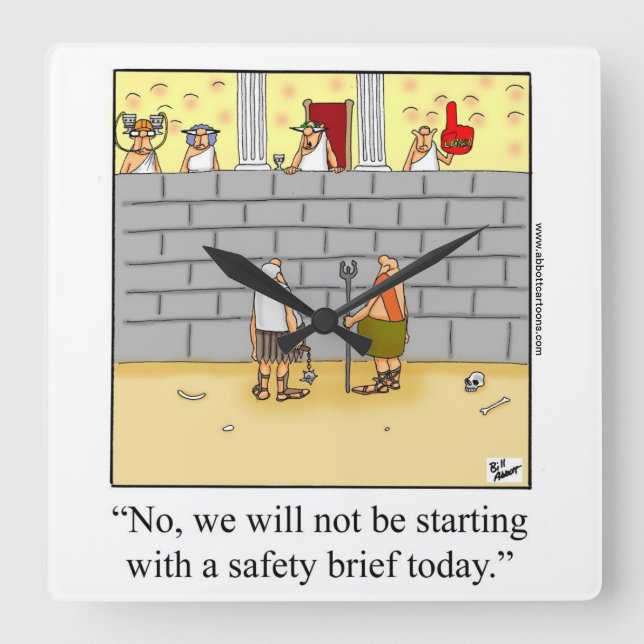 Funny "Work Safety" Humour Wall Clock (Front)