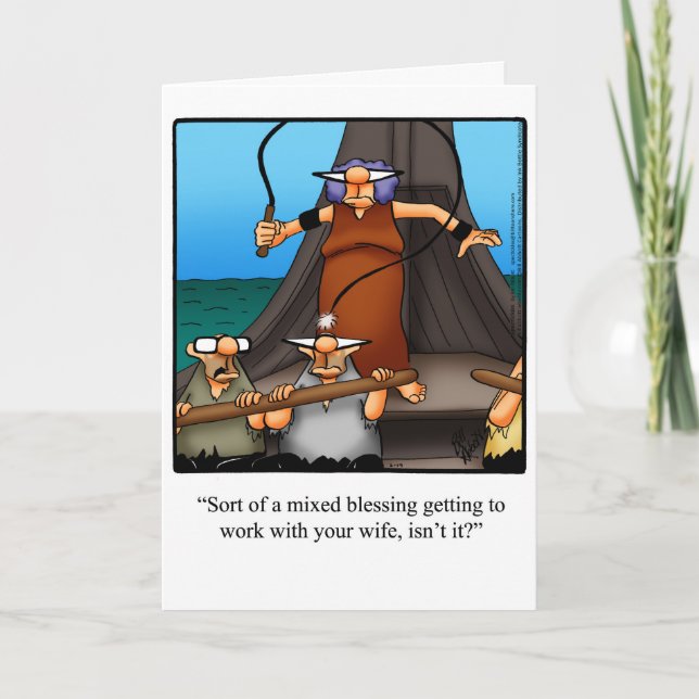 Funny "Working Couple" Humour Greeting Card (Front)