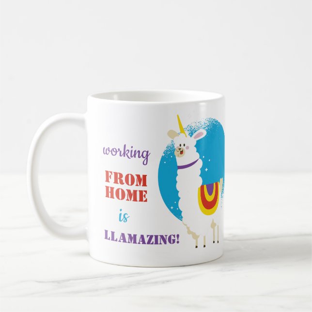 Funny Working From Home Is Llamazing Llama Drama Coffee Mug (Left)