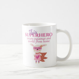 Funny Working From Home Superhero Wears Pyjamas Coffee Mug