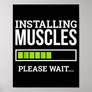 Funny Workout Gym Installing Muscles Please Wait Poster