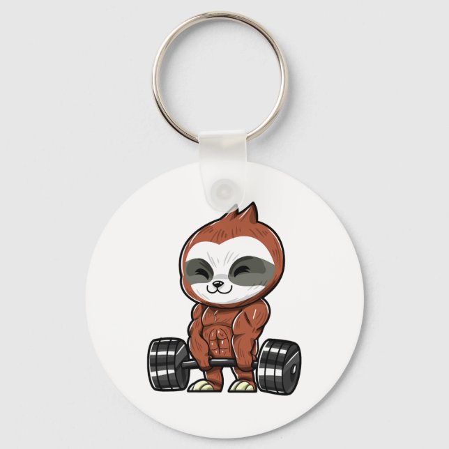 Funny Workout Gym Sloth Fitness Bodybuilding  Keychain (Front)