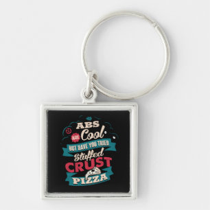 Funny Workout Humour, Abs vs Pizza, Bulking Novelt Keychain