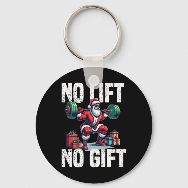 Funny Workout Lifting Christmas Santa Squat Gym Bo Keychain (Front)