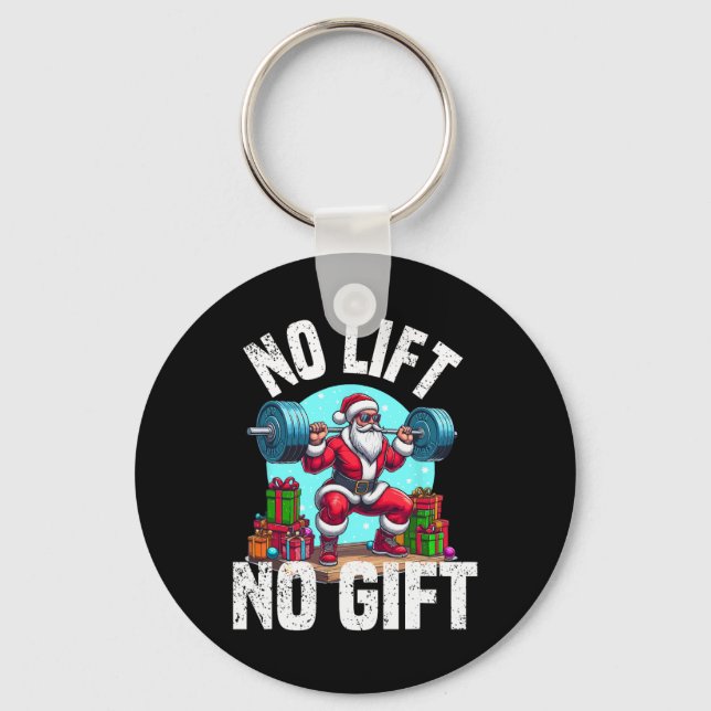 Funny Workout Lifting Christmas Santa Squat Gym Bo Keychain (Front)