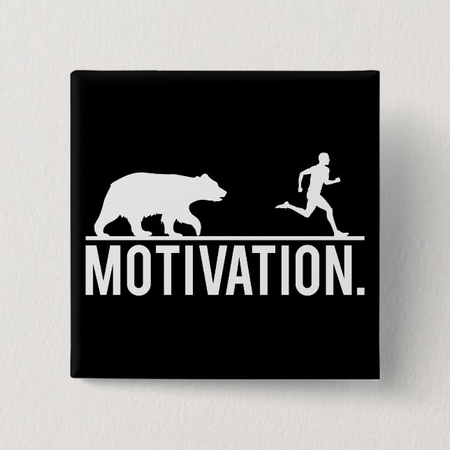 Funny Workout Motivation - Bear Chasing Jogger 2 Inch Square Button (Front)