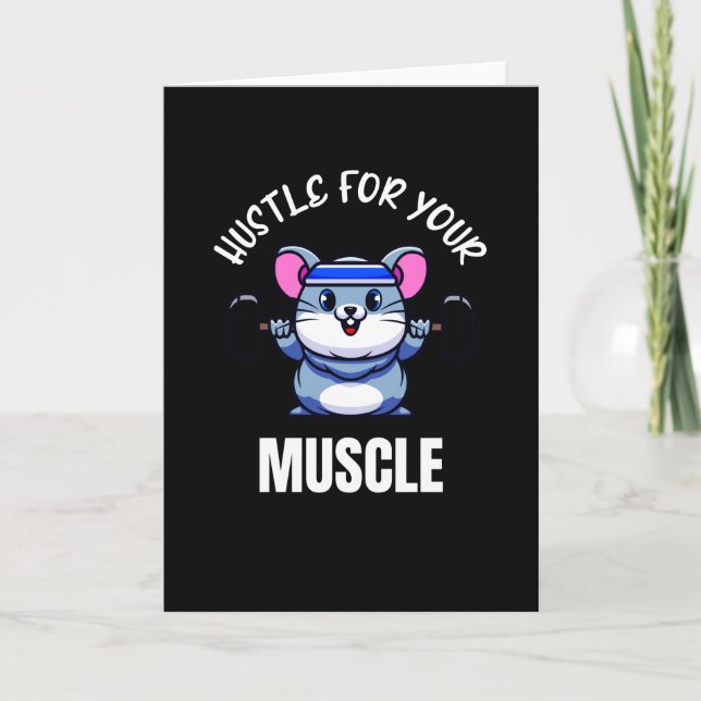Funny Workout Mouse Weight Training Bodybuilder Card (Front)