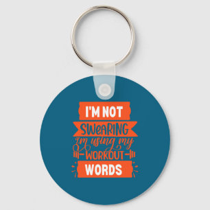 Funny Workout Words Orange Gym  Keychain