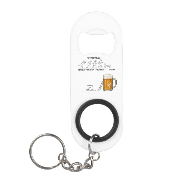 Funny Workweek Evolution Beer Keychain Bottle Opener (Front)