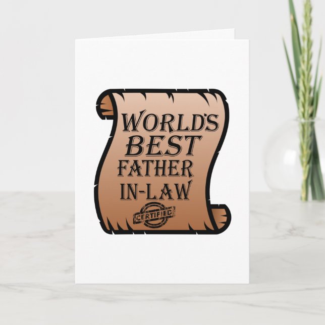 Funny Worlds Best Father-in-law Certificate Card (Front)