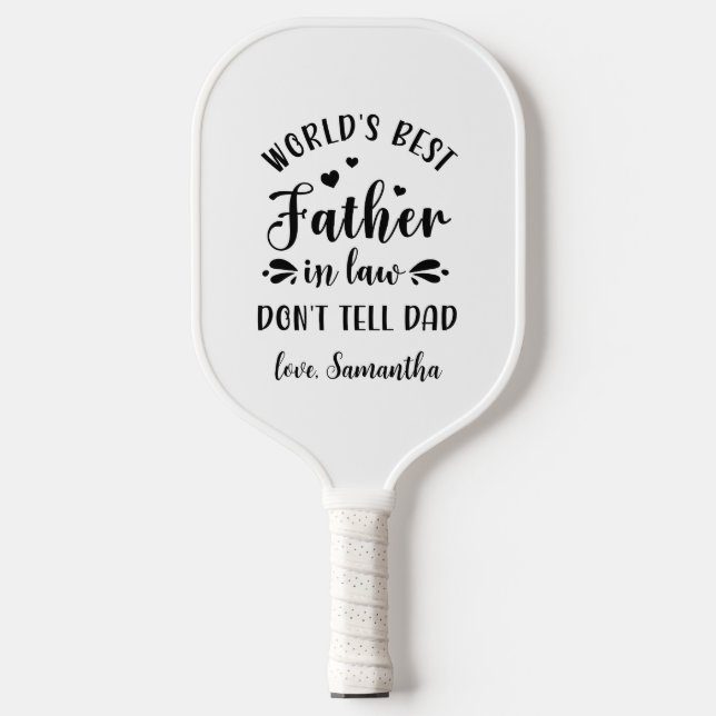 funny world's best father in law fathers day gift pickleball paddle (Front)