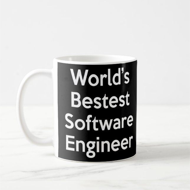 Funny Worlds Bestest Software Engineer Coder Sweat Coffee Mug (Left)