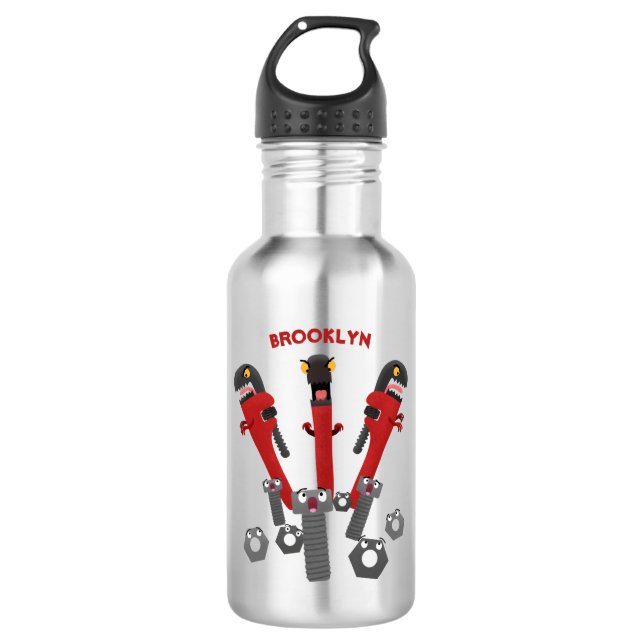 Funny wrench monster tools humour cartoon 532 ml water bottle (Front)