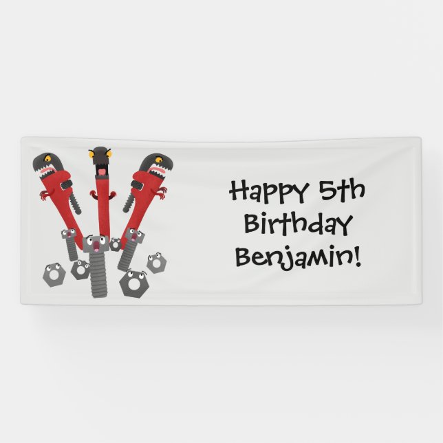 Funny wrench monster tools humour cartoon  banner (Horizontal)