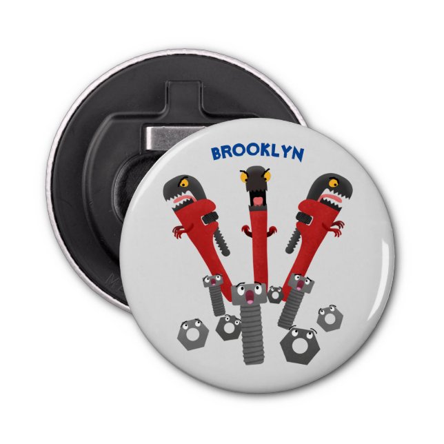 Funny wrench monster tools humour cartoon  bottle opener (Front)