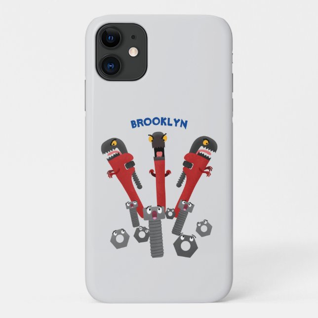 Funny wrench monster tools humour cartoon Case-Mate iPhone case (Back)