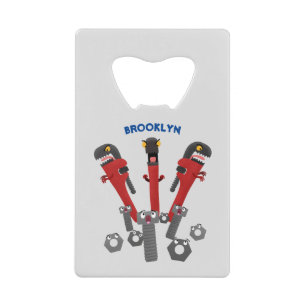 Funny wrench monster tools humour cartoon credit card bottle opener
