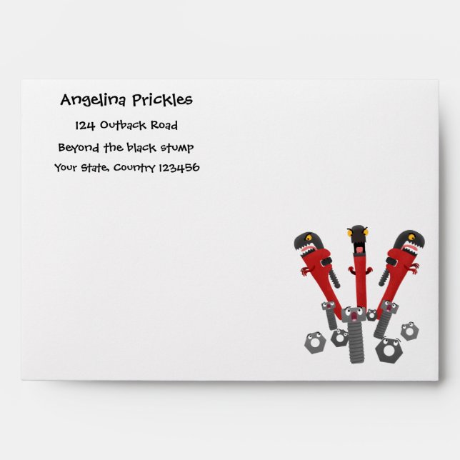 Funny wrench monster tools humour cartoon  envelope (Front)