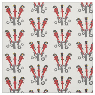 Funny wrench monster tools humour cartoon  fabric