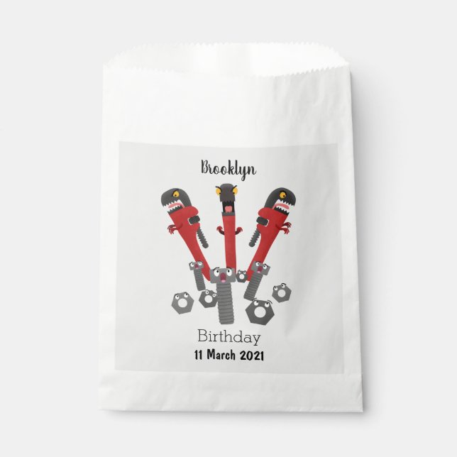 Funny wrench monster tools humour cartoon favour bag (Front)