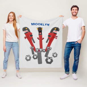 Funny wrench monster tools humour cartoon  fleece blanket