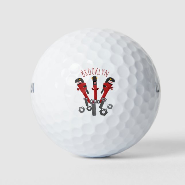 Funny wrench monster tools humour cartoon  golf balls (Front)