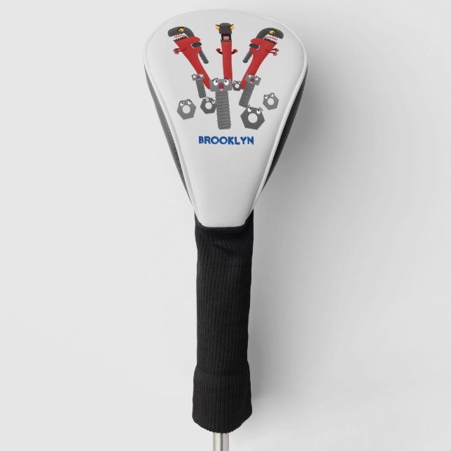 Funny wrench monster tools humour cartoon  golf head cover (Front)