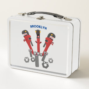 Funny wrench monster tools humour cartoon metal lunch box