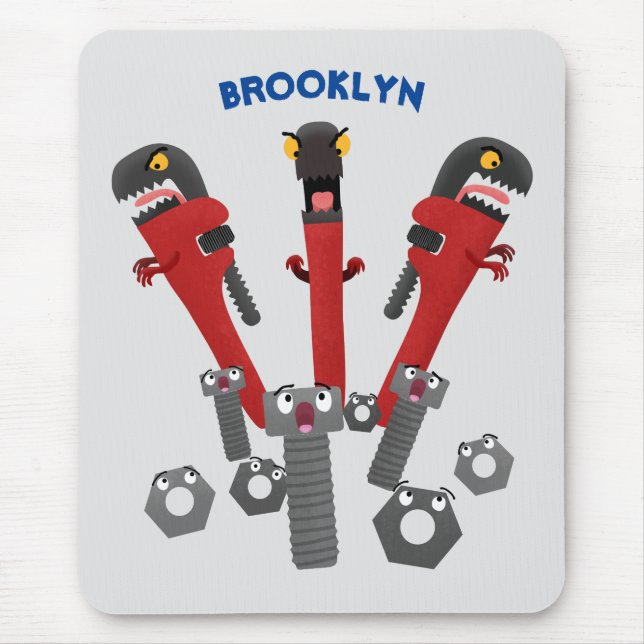 Funny wrench monster tools humour cartoon mouse pad (Front)