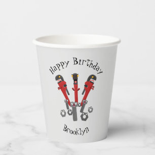 Funny wrench monster tools humour cartoon paper cups