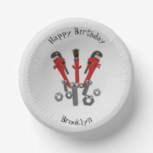 Funny wrench monster tools humour cartoon  paper plate