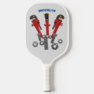 Funny wrench monster tools humour cartoon pickleball paddle