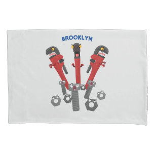 Funny wrench monster tools humour cartoon  pillowcase