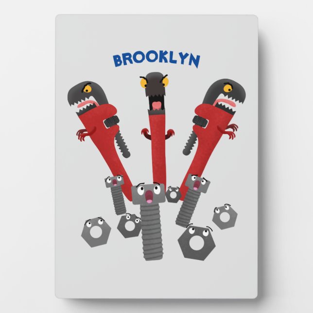 Funny wrench monster tools humour cartoon  plaque (Front)