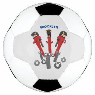 Funny wrench monster tools humour cartoon soccer ball