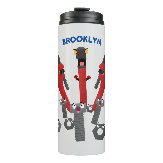 Funny wrench monster tools humour cartoon thermal tumbler (Front)