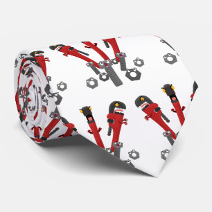 Funny wrench monster tools humour cartoon tie