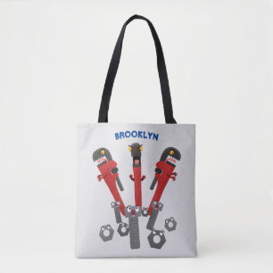 Funny wrench monster tools humour cartoon  tote bag