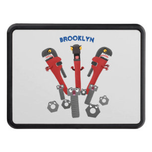 Funny wrench monster tools humour cartoon trailer hitch cover
