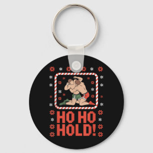 Funny Wrestling and Combat Christmas Ho Ho Hold Keychain
