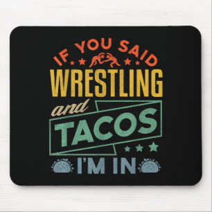 Funny Wrestling And Tacos Shirt Wrestle Retro Men  Mouse Pad