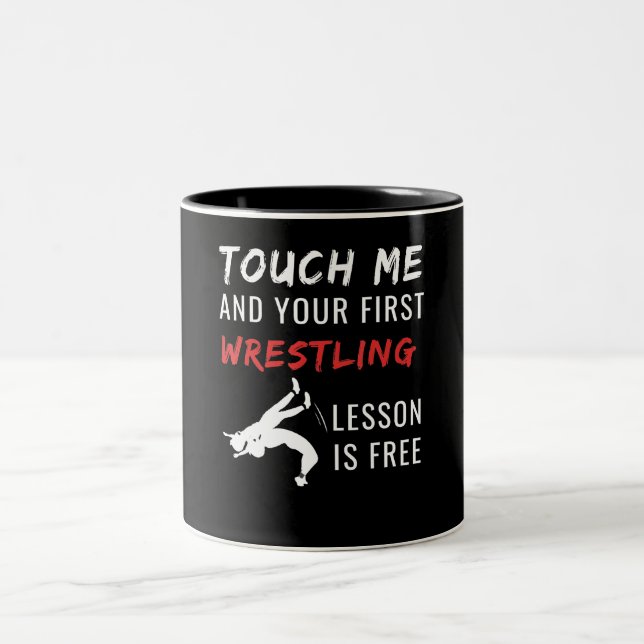 Funny Wrestling Coach Sports Wrestling Lover Gift Two-Tone Coffee Mug (Center)
