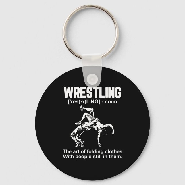 Funny Wrestling Definition The Art Of Folding Clot Keychain (Front)