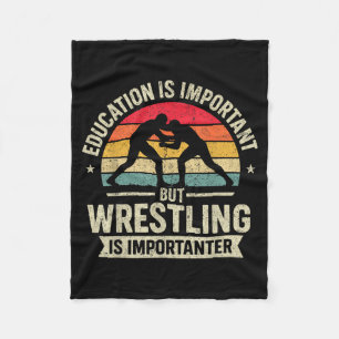 Funny Wrestling Education Joke For Wrestler Men Ki Fleece Blanket