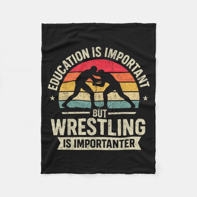 Funny Wrestling Education Joke For Wrestler Men Ki Fleece Blanket (Front)